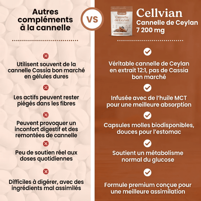 Cannelle de Ceylan 7 200 mg — soutien naturel de la glycémie
